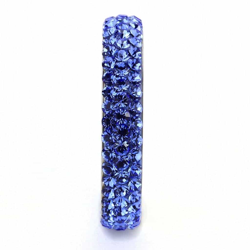 Stainless Steel Silver Tanzanite Blue Crystal Pave Dome Ring view 8