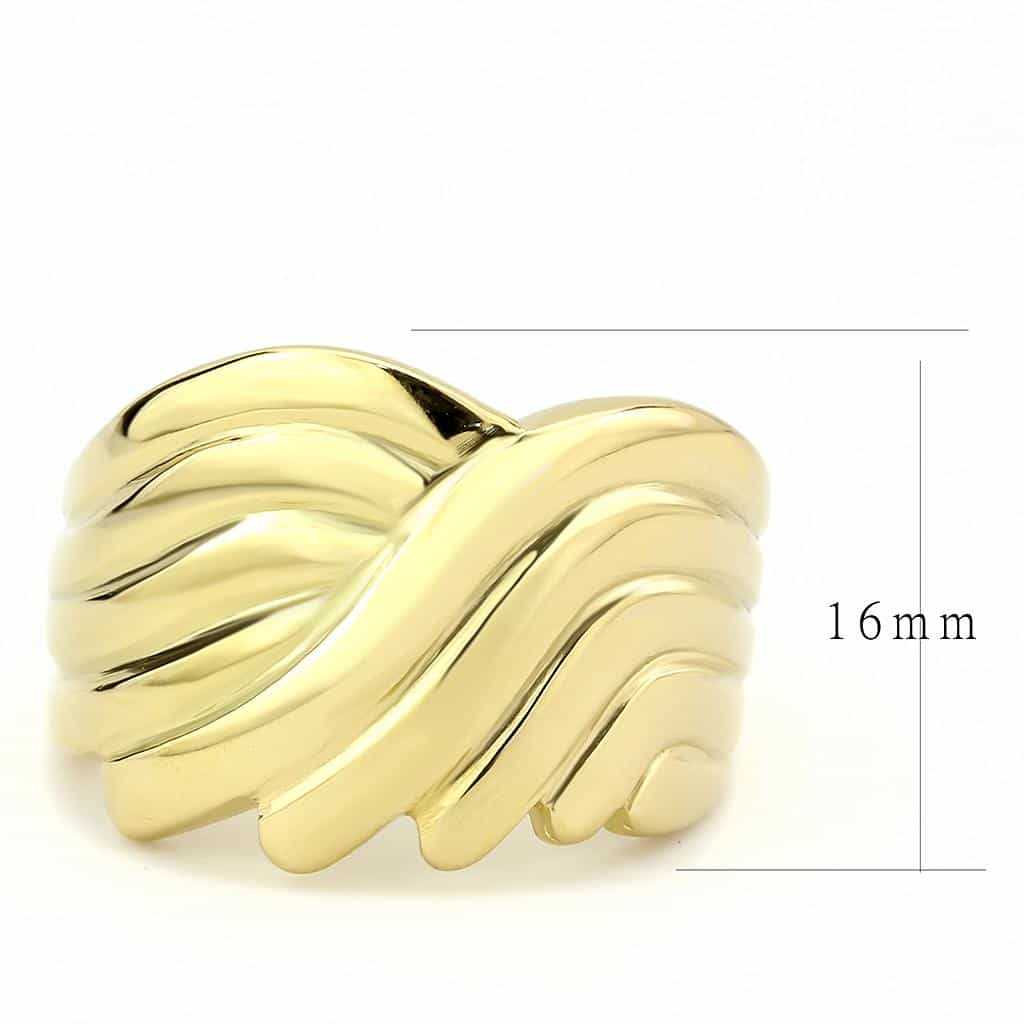 Stainless Steel Gold IP Polished Organic Wave Carved Dome Ring view 4