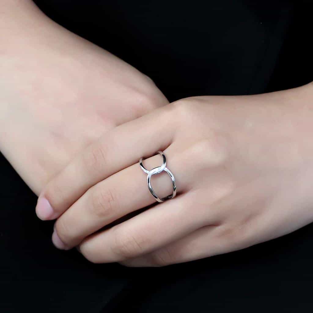 Stainless Steel Polished Peace Sign Cutout Open Ring view 10