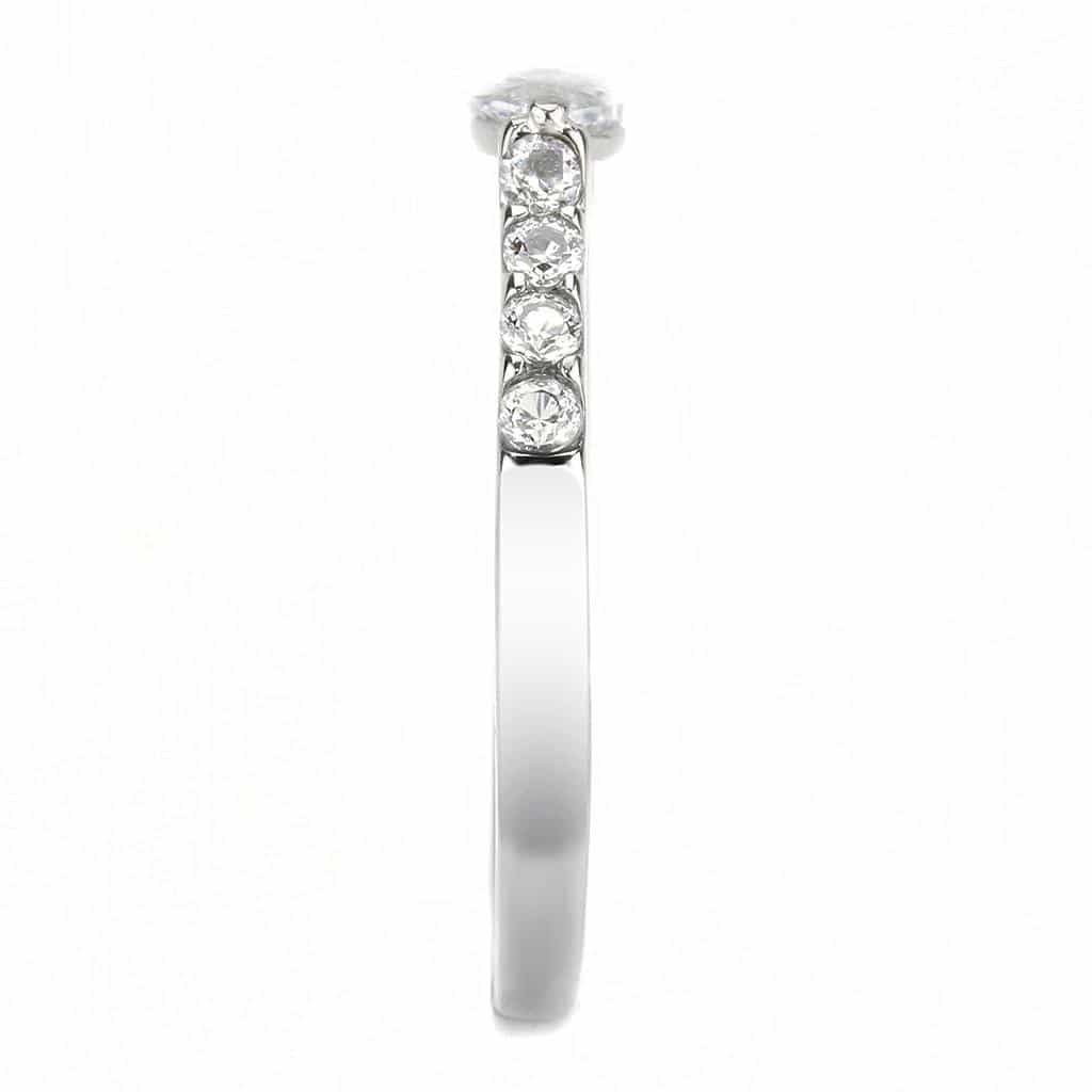 Stainless Steel CZ Marquise Pave Side Stone East West Ring view 8