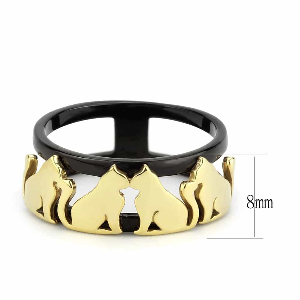 Stainless Steel Black IP Gold IP Panther Cat Cutout Ring view 4