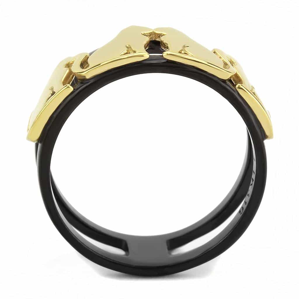 Stainless Steel Black IP Gold IP Panther Cat Cutout Ring view 6
