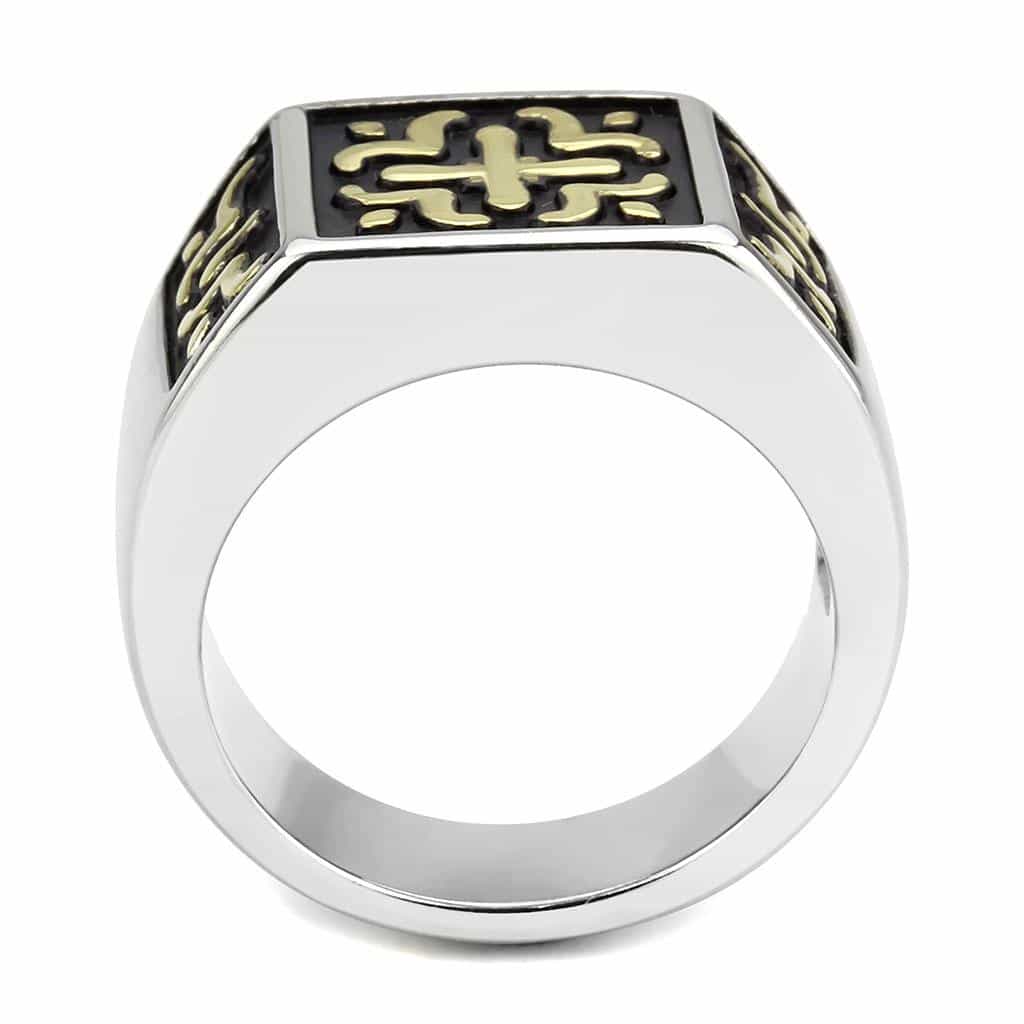 Stainless Steel Silver Gold Enamel Celtic Cross Knot Mens Ring view 6