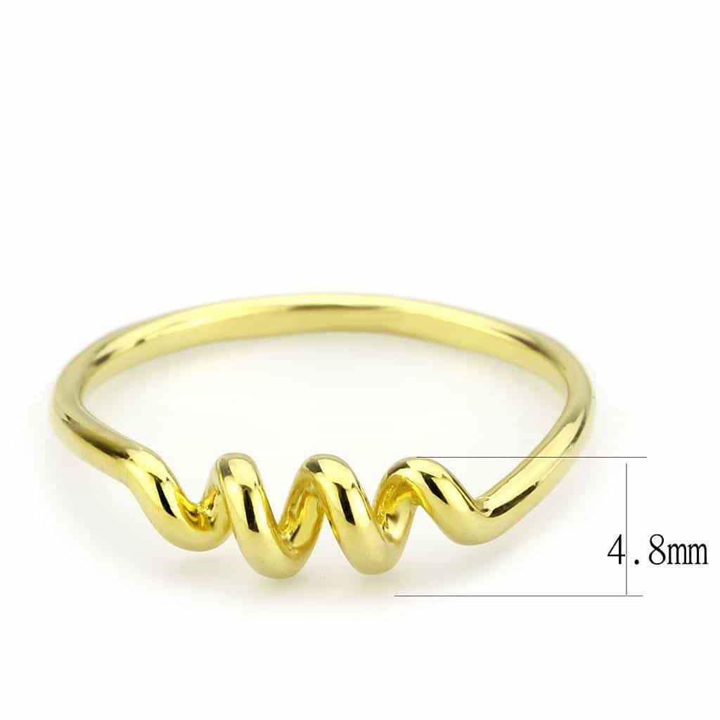 Stainless Steel Gold IP Polished Zigzag Wave Thin Open Ring view 4