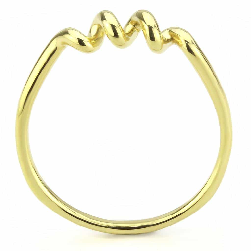 Stainless Steel Gold IP Polished Zigzag Wave Thin Open Ring view 6