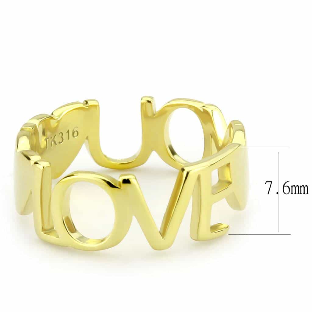 Stainless Steel Gold IP Polished LOVE Letter Cutout Ring view 4