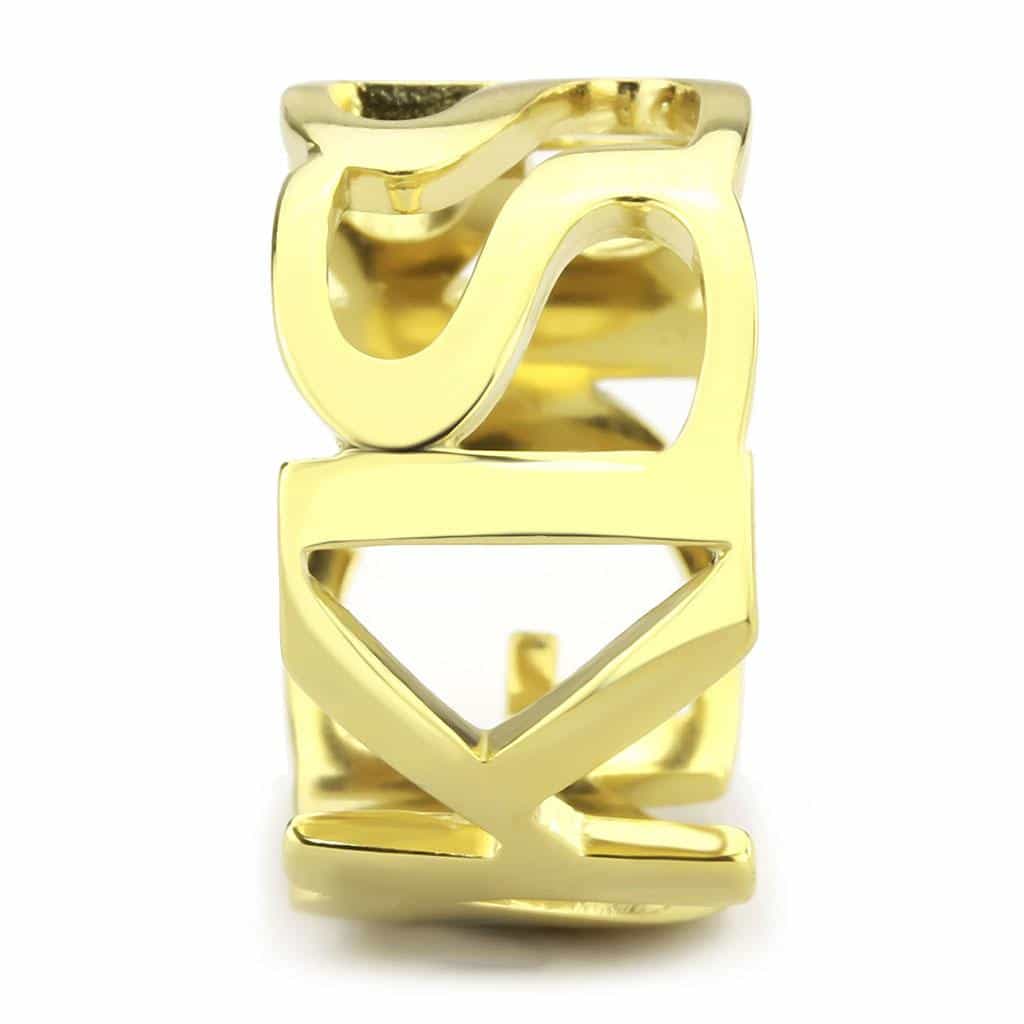 Stainless Steel Gold IP Polished Interlocking S Scroll Ring view 8