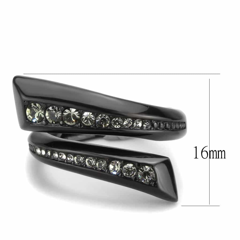 Stainless Steel Dark IP CZ Channel Double Row Band Ring view 4