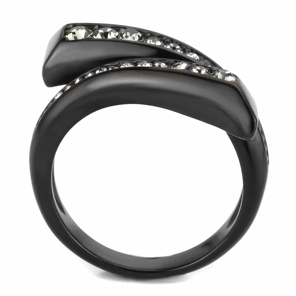 Stainless Steel Dark IP CZ Channel Double Row Band Ring view 6