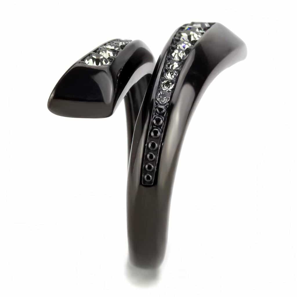 Stainless Steel Dark IP CZ Channel Double Row Band Ring view 8
