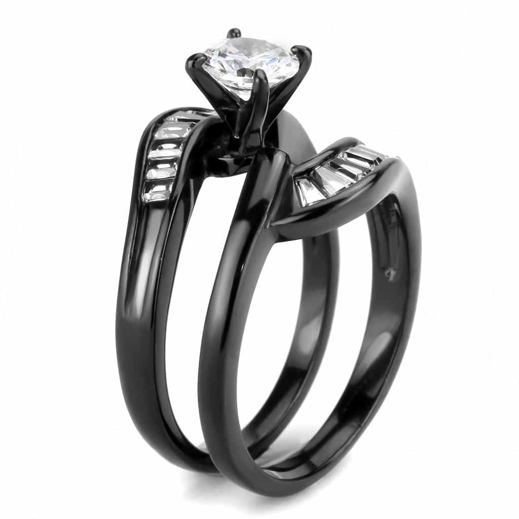 Stainless Steel Black IP CZ Bridal Set view 8