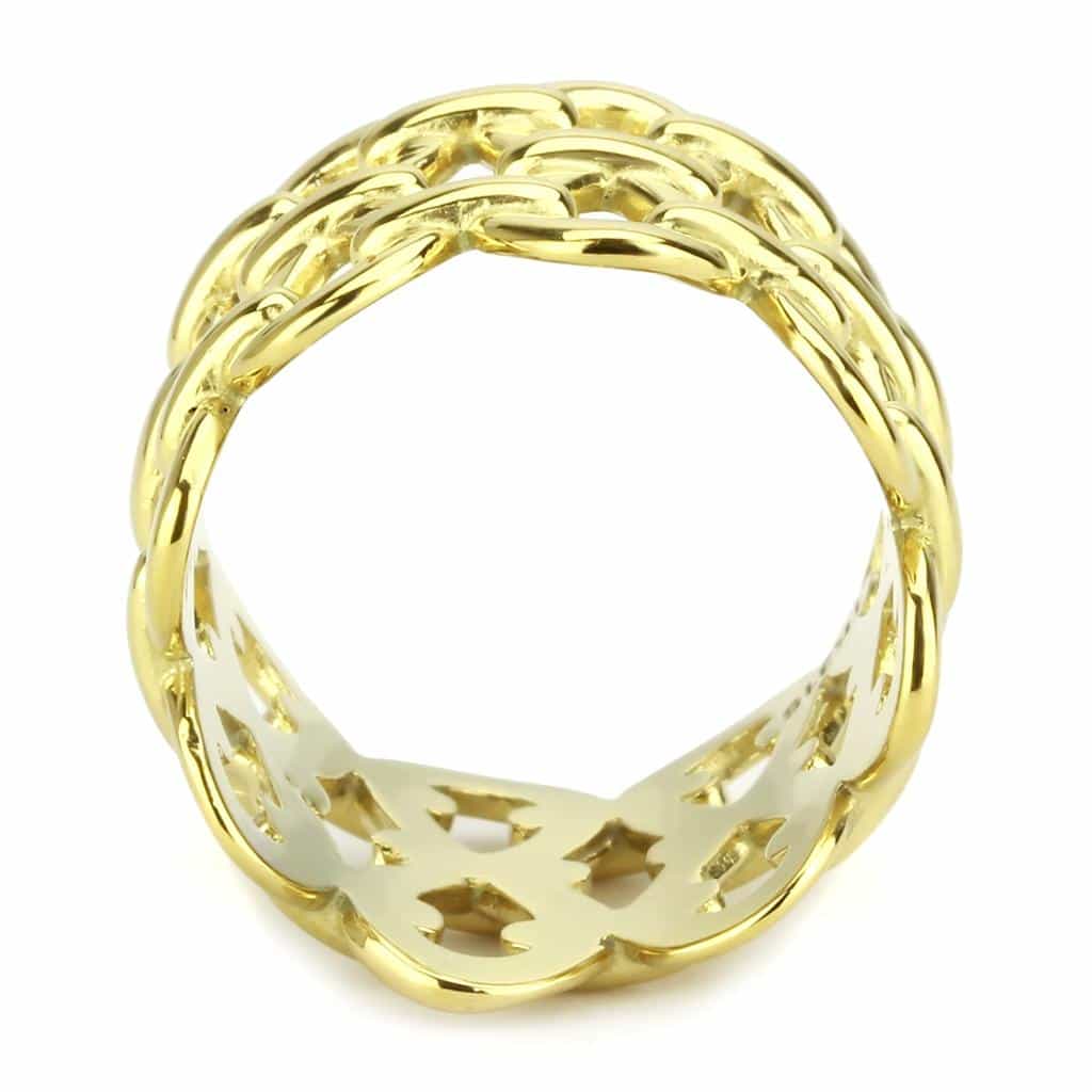 Stainless Steel Gold IP Filigree Scroll Open Dome Cocktail Ring view 6