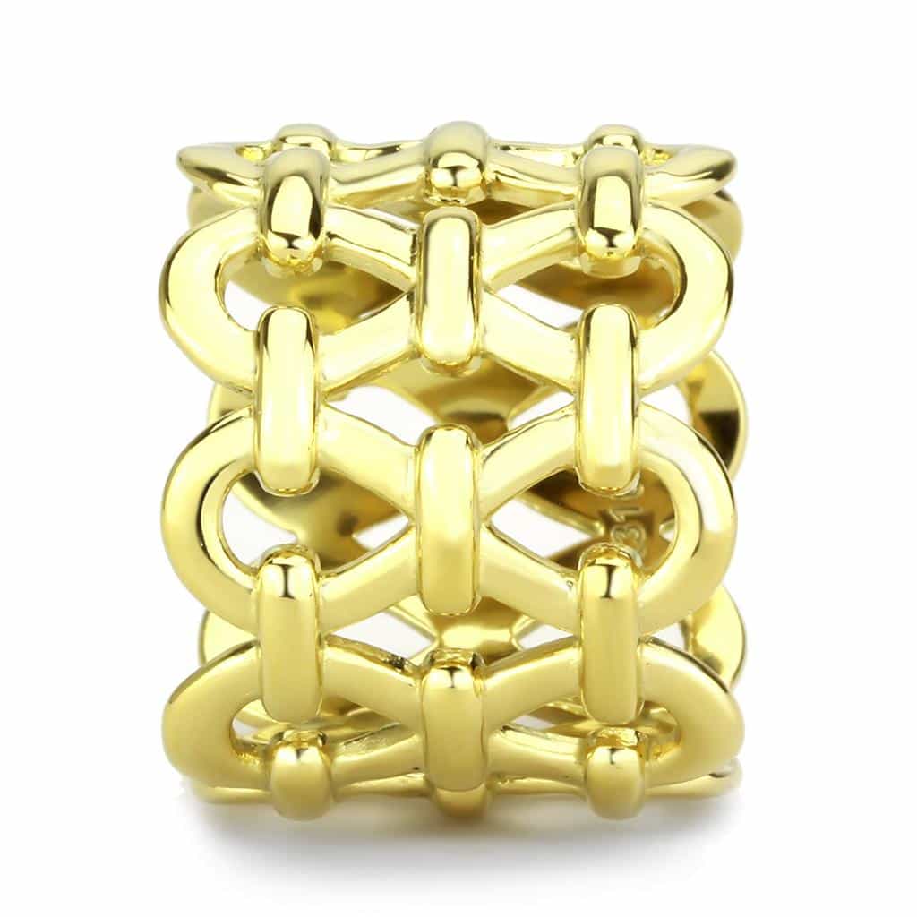 Stainless Steel Gold IP Filigree Scroll Open Dome Cocktail Ring view 8