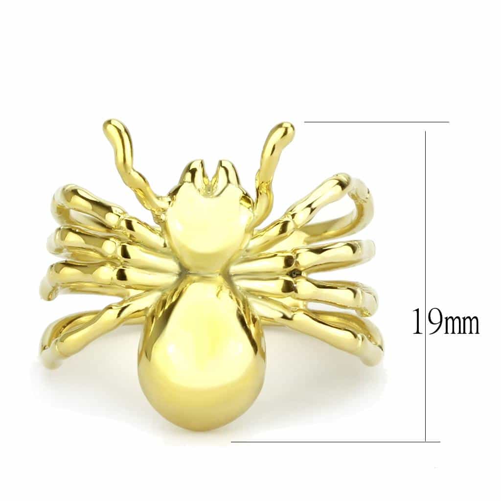 Stainless Steel Gold IP Spider Novelty Open Cocktail Ring view 4