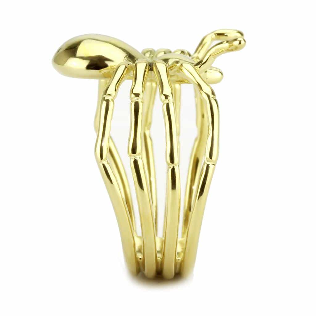Stainless Steel Gold IP Spider Novelty Open Cocktail Ring view 8