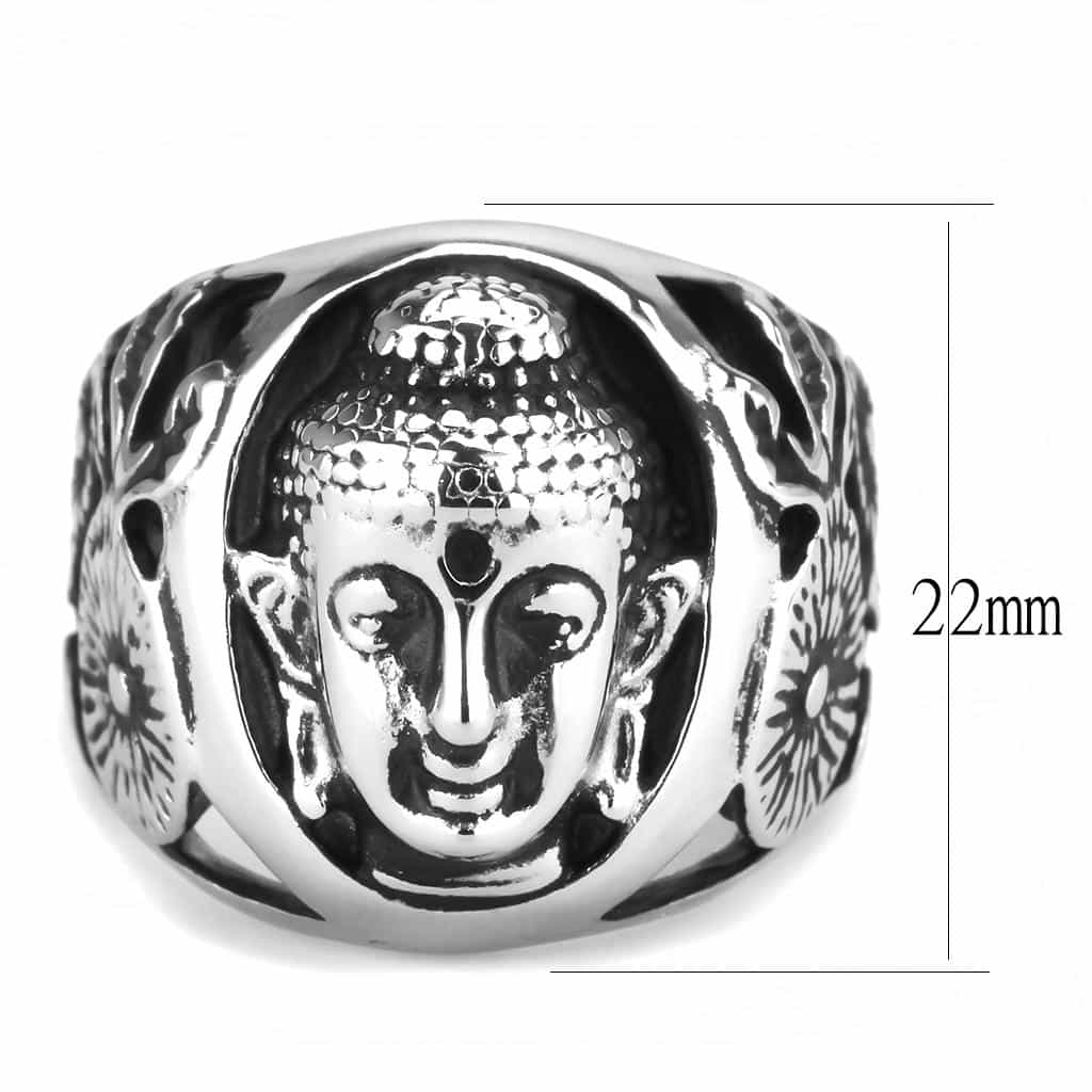 Stainless Steel Skull Carved Mens Signet Ring view 4