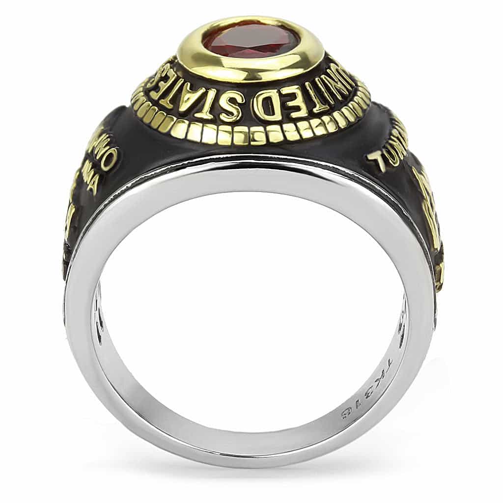 Stainless Steel US Marines Red Stone Military Mens Signet Ring view 8