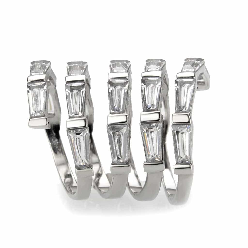 Stainless Steel CZ Baguette Open Cage Wide Band Ring view 8