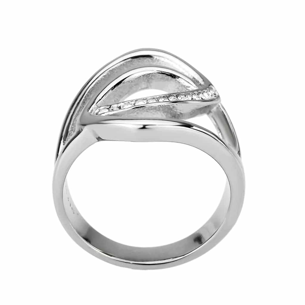 Stainless Steel CZ Pave Interlocking Loop Cocktail Ring view 6