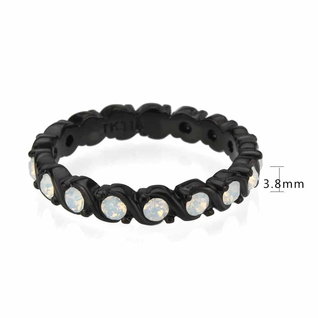 Stainless Steel Dark IP Opal Round Bezel Eternity Band Ring view 6