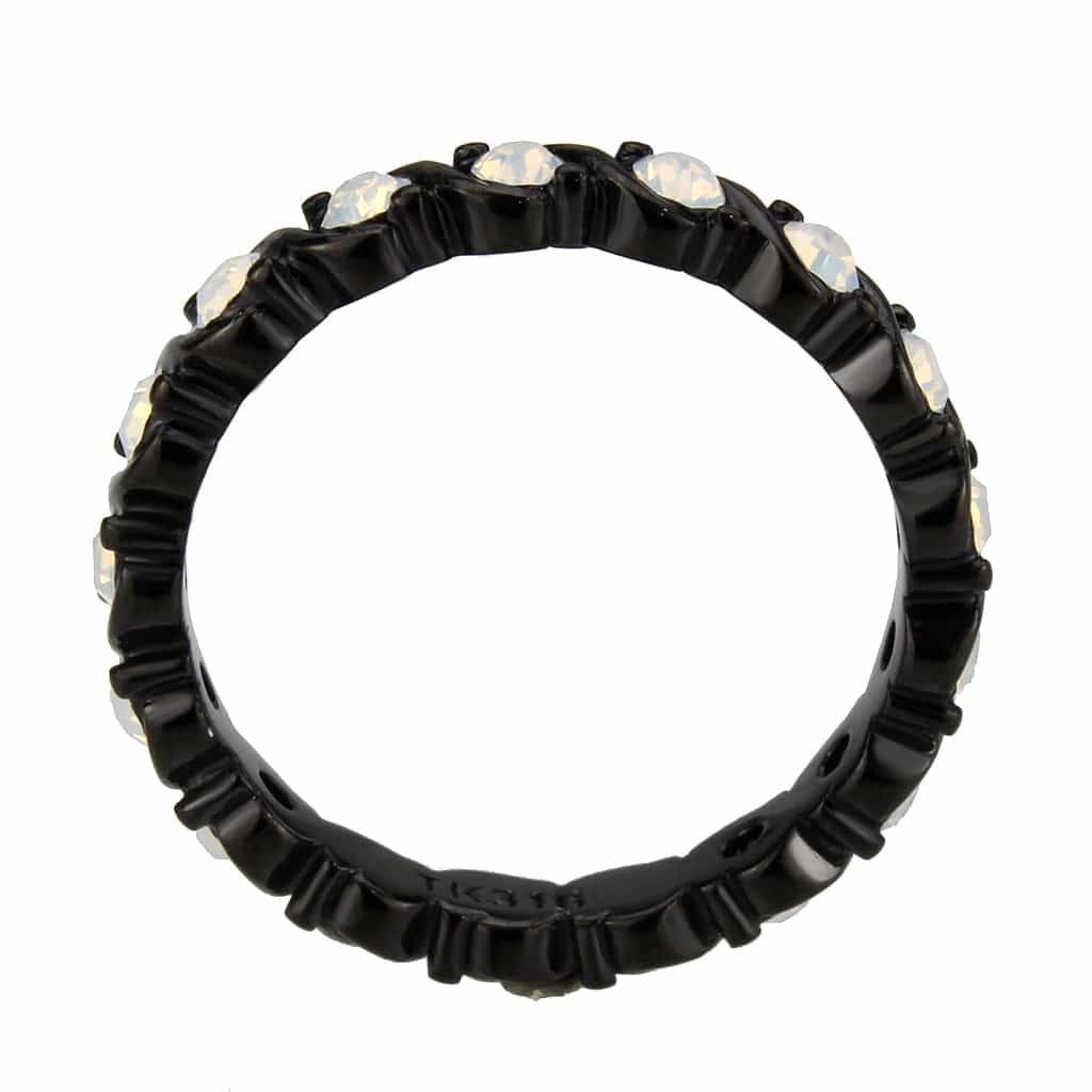 Stainless Steel Dark IP Opal Round Bezel Eternity Band Ring view 8