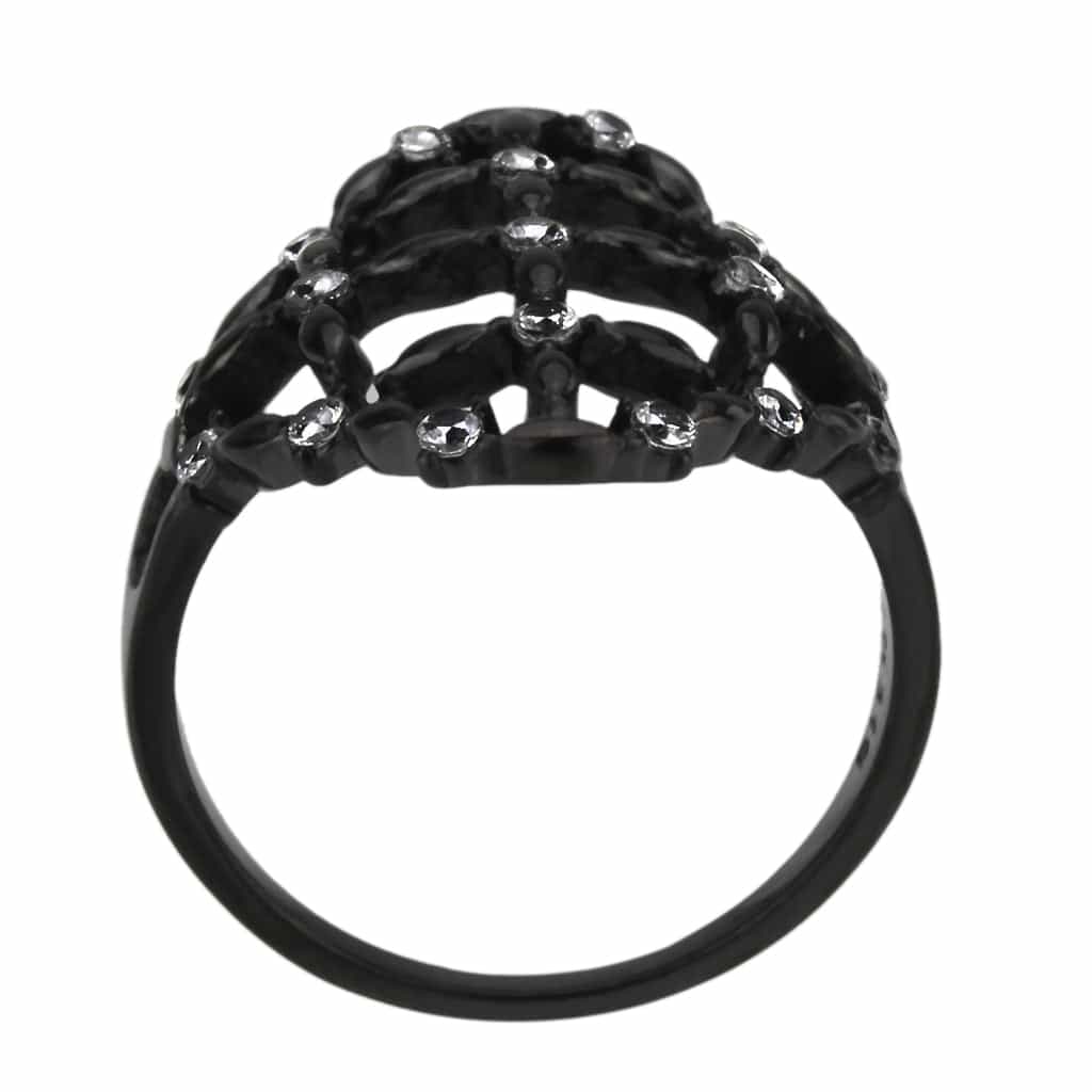 Stainless Steel Dark IP Black Marquise Crystal Lattice Ring view 8