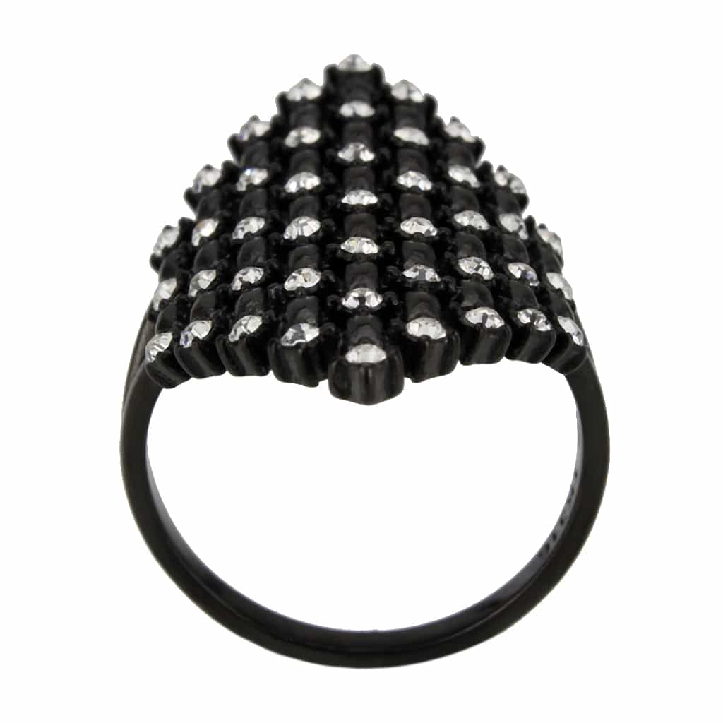 Stainless Steel Dark IP CZ Scattered Pave Teardrop Dome Ring view 8