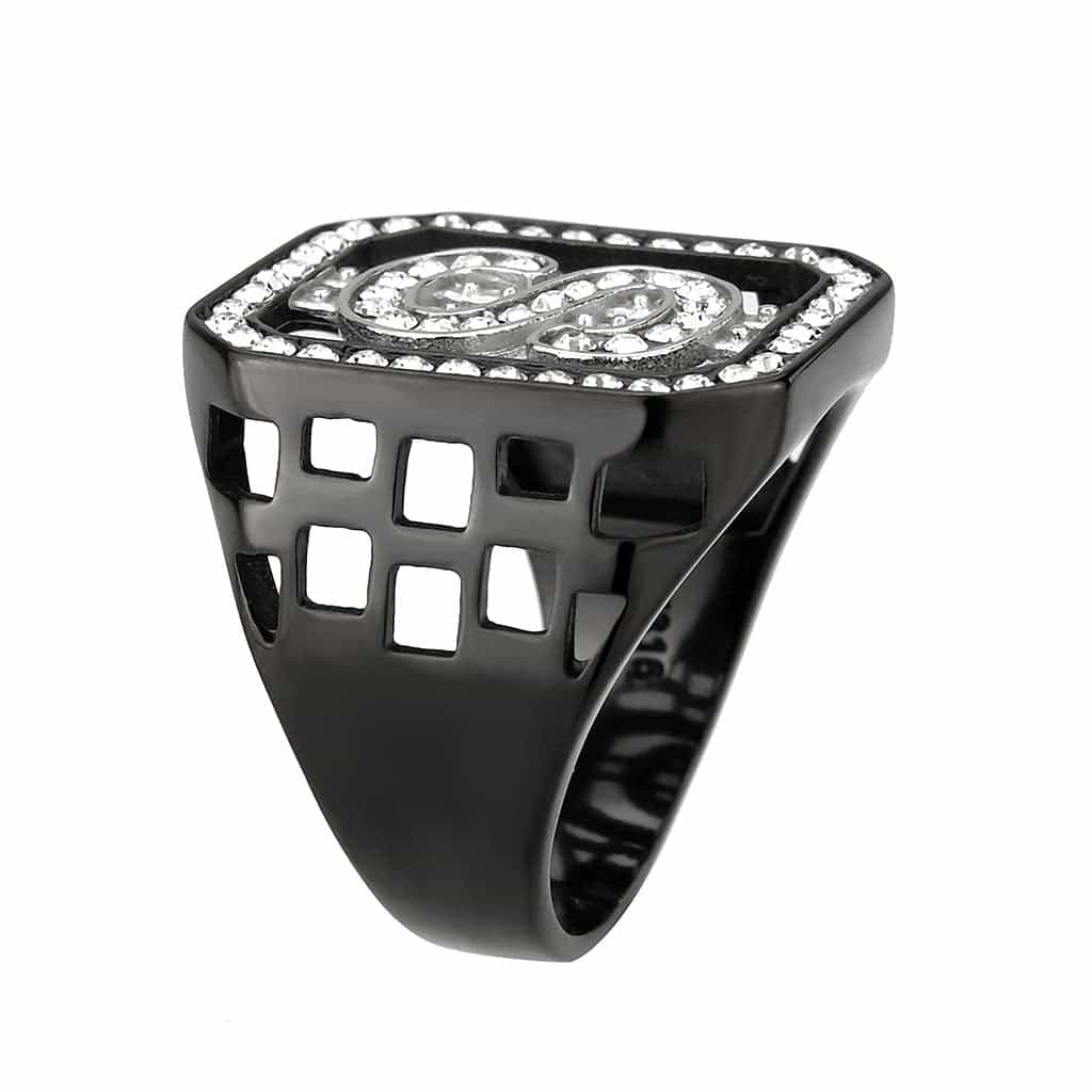 Stainless Steel Silver CZ Dollar Sign Pave Mens Signet Ring view 8