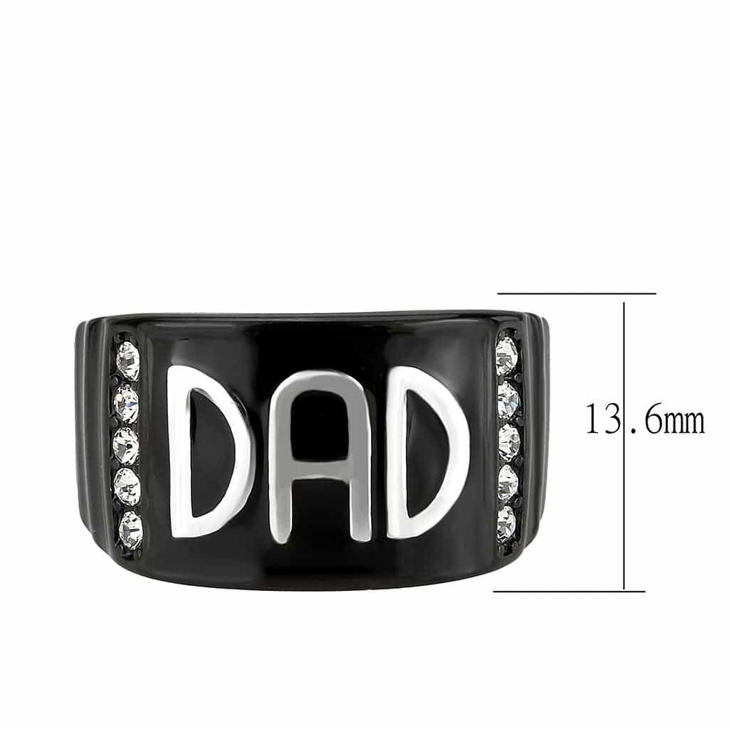 Stainless Steel Dark IP DAD Letter Enamel Mens Band Earrings view 4
