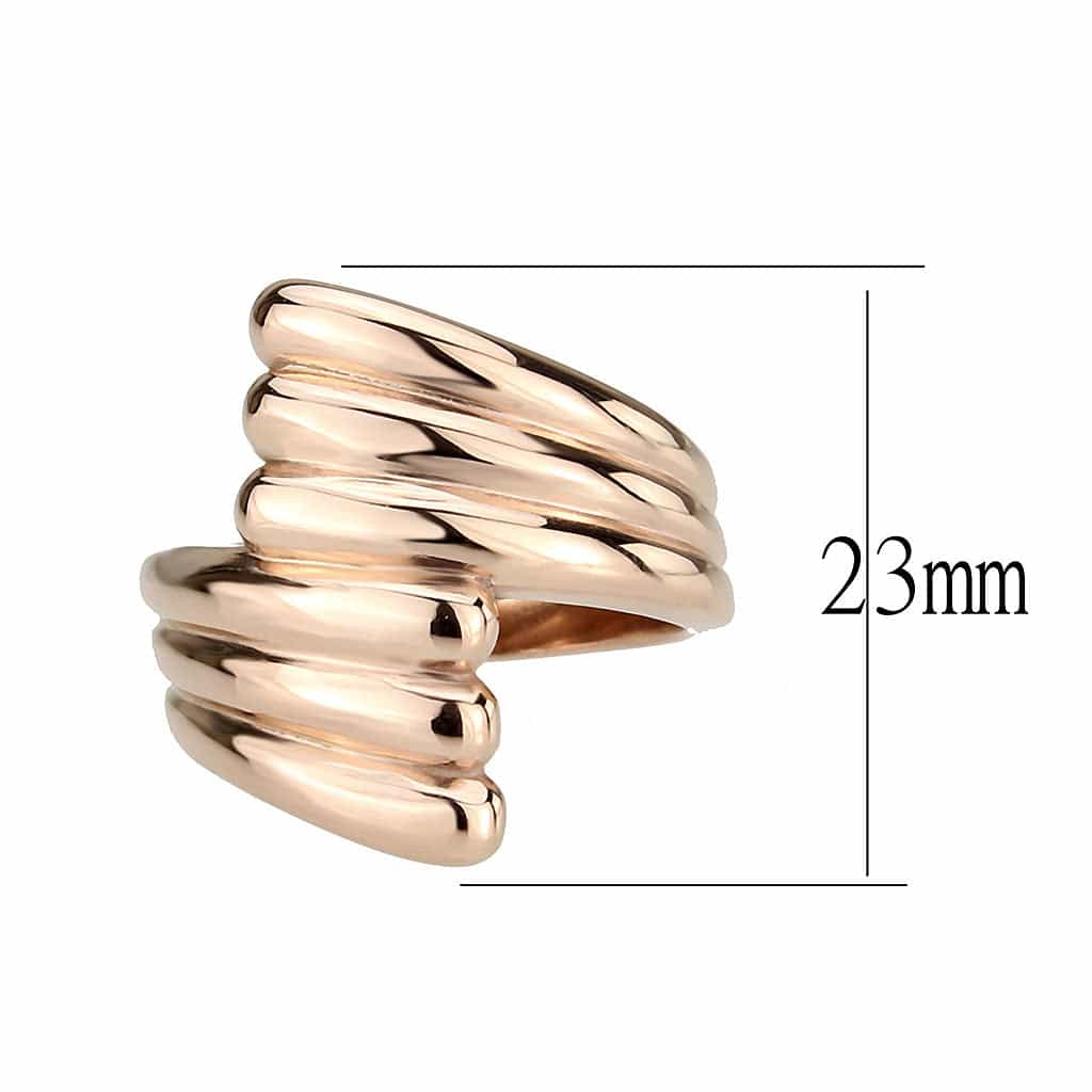 Stainless Steel Rose Gold IP Polished Spiral Coil Wide Ring view 4