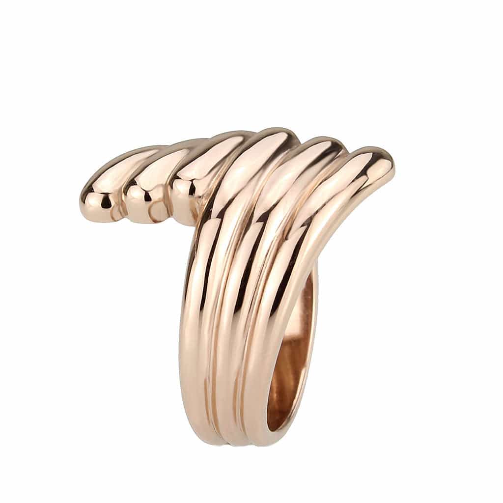 Stainless Steel Rose Gold IP Polished Spiral Coil Wide Ring view 8