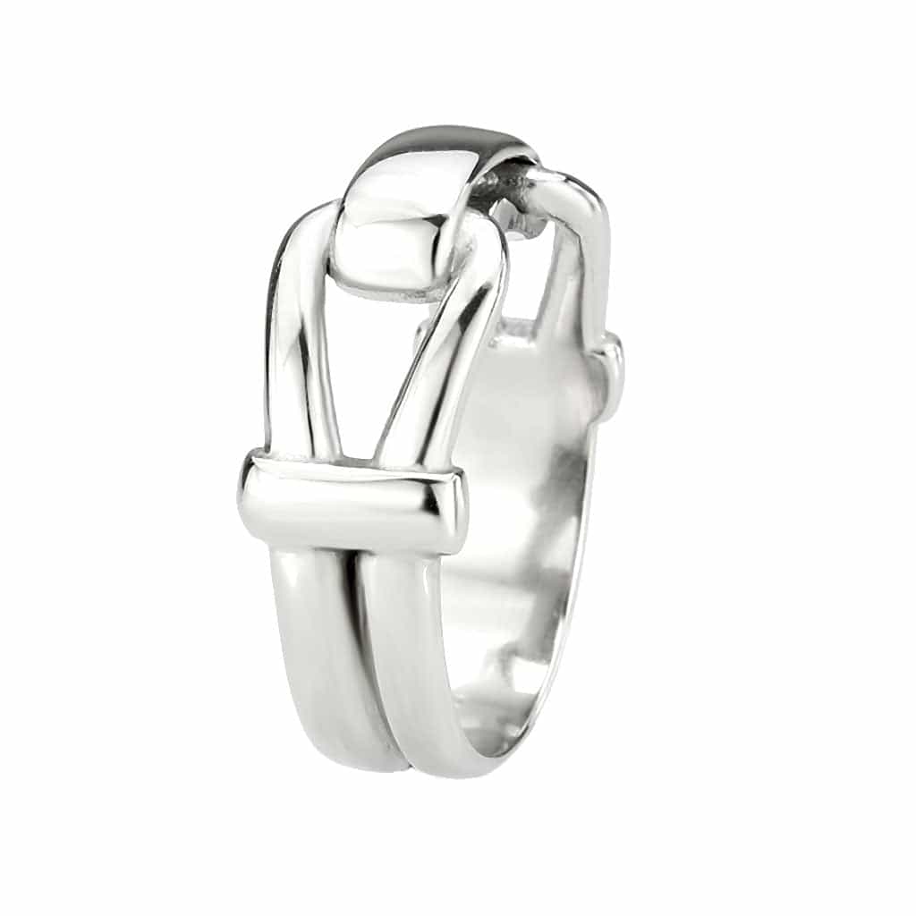 Stainless Steel Silver Polished Knot Buckle Wide Band Ring view 8