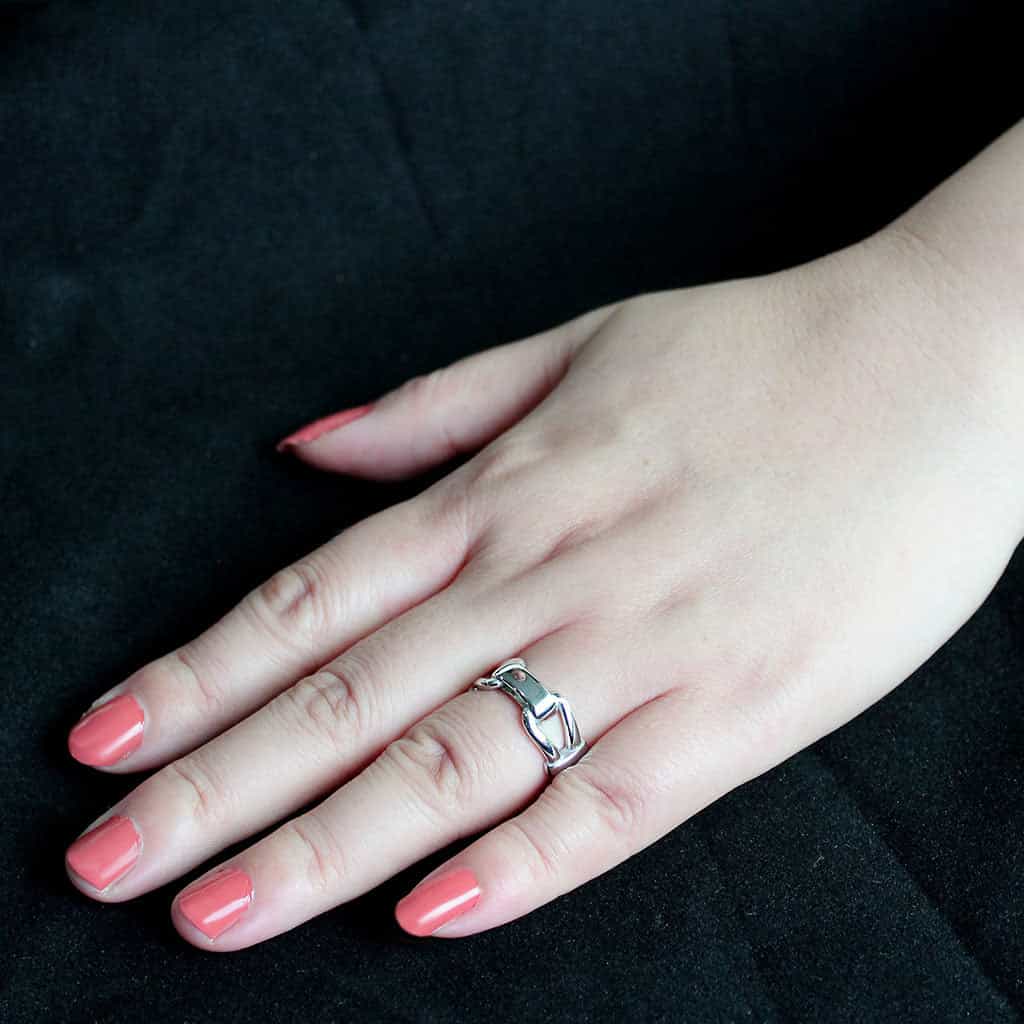 Stainless Steel Silver Polished Knot Buckle Wide Band Ring view 10