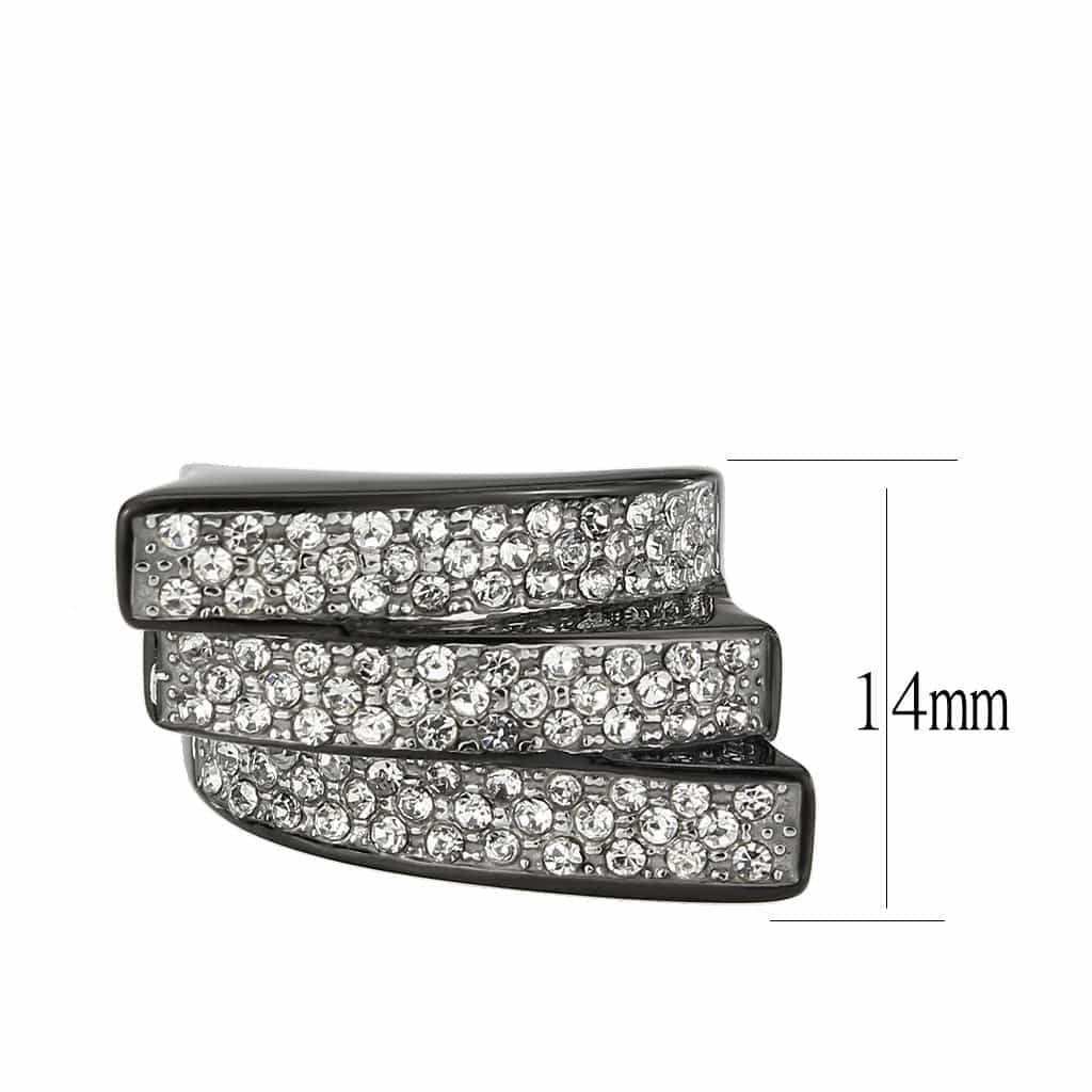 Stainless Steel Dark IP CZ Pave Diagonal Stripe Wide Dome Ring view 4