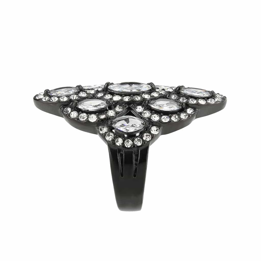 Stainless Steel CZ Marquise Shield Black view 8