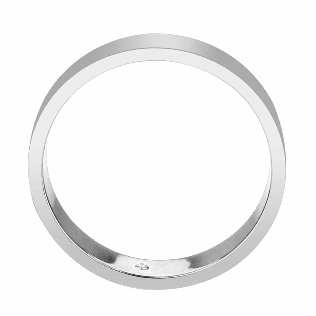 Stainless Steel Silver Polished Plain CZ Accent Flat Wedding Ring view 8