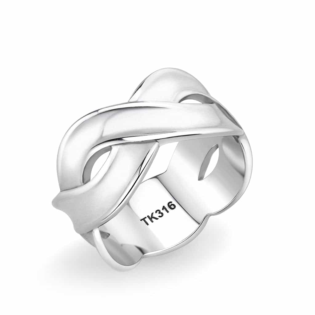 Stainless Steel Polished Braided Knot Wide Band Ring view 2