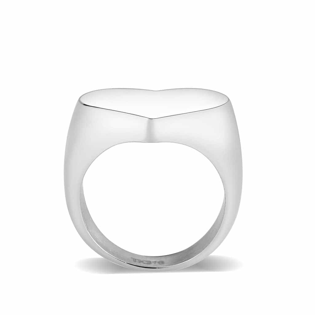 Stainless Steel Polished Heart Flat Top Cocktail Ring view 6