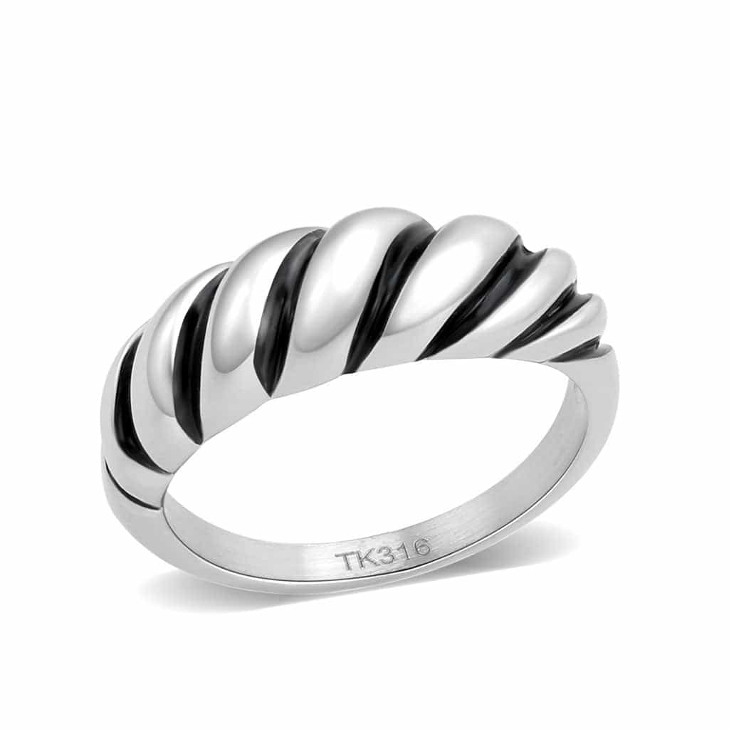 Stainless Steel Polished Twisted Croissant Dome Band Ring view 2