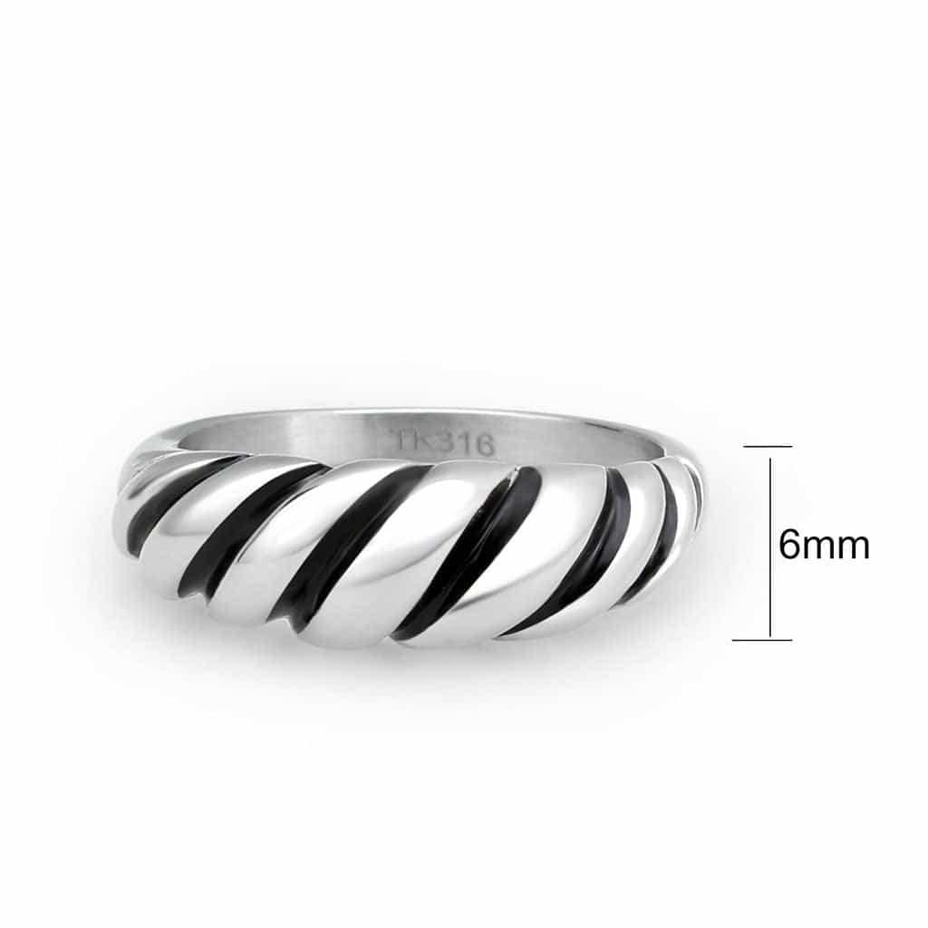 Stainless Steel Polished Twisted Croissant Dome Band Ring view 4