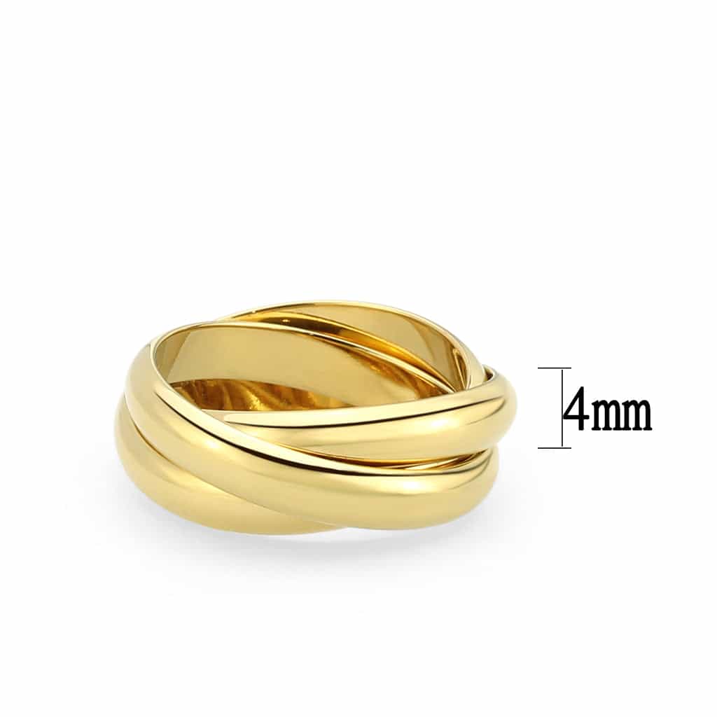 Stainless Steel Gold IP Polished Triple Interlocking Rolling Ring view 4