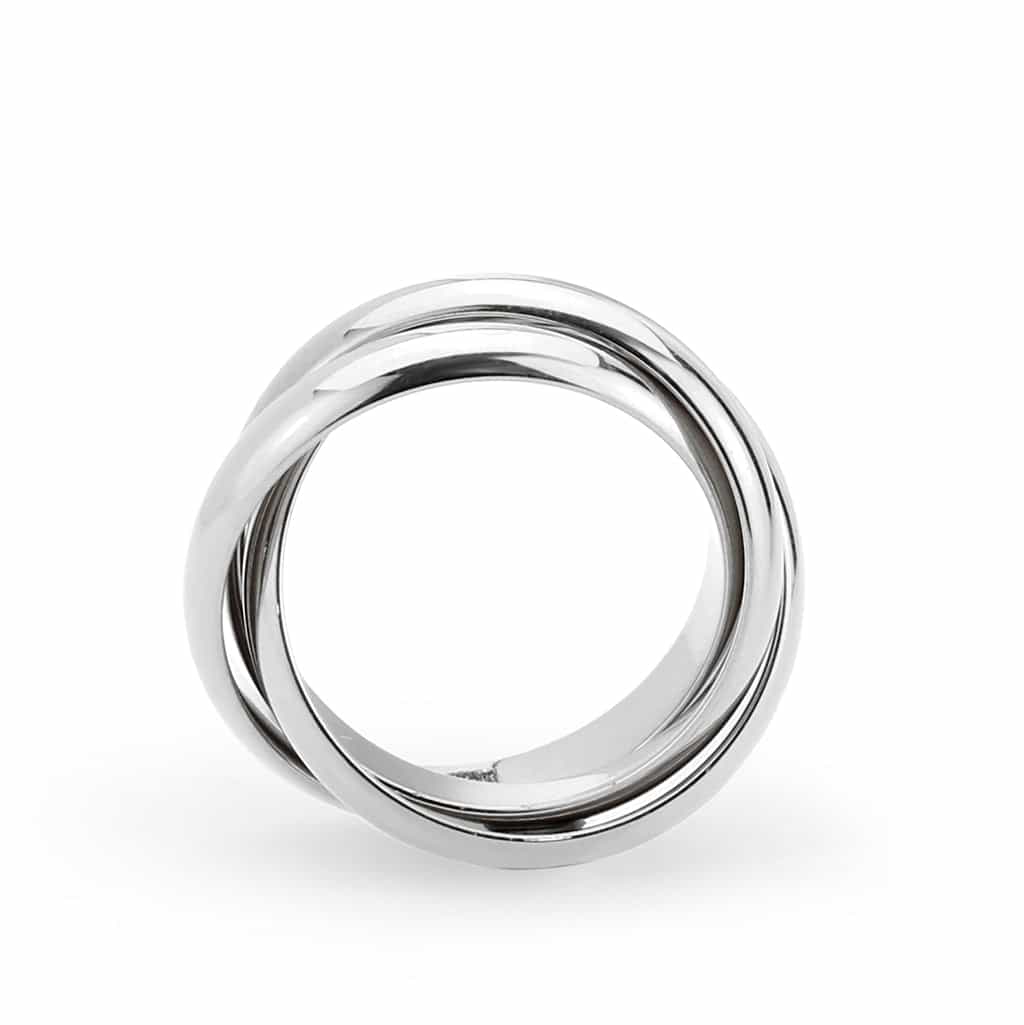 Stainless Steel Silver Polished Triple Interlocking Rolling Ring view 6
