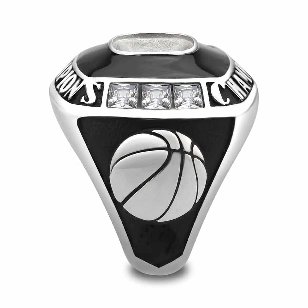 Stainless Steel CZ Cushion Champions Class Mens Signet Ring view 8