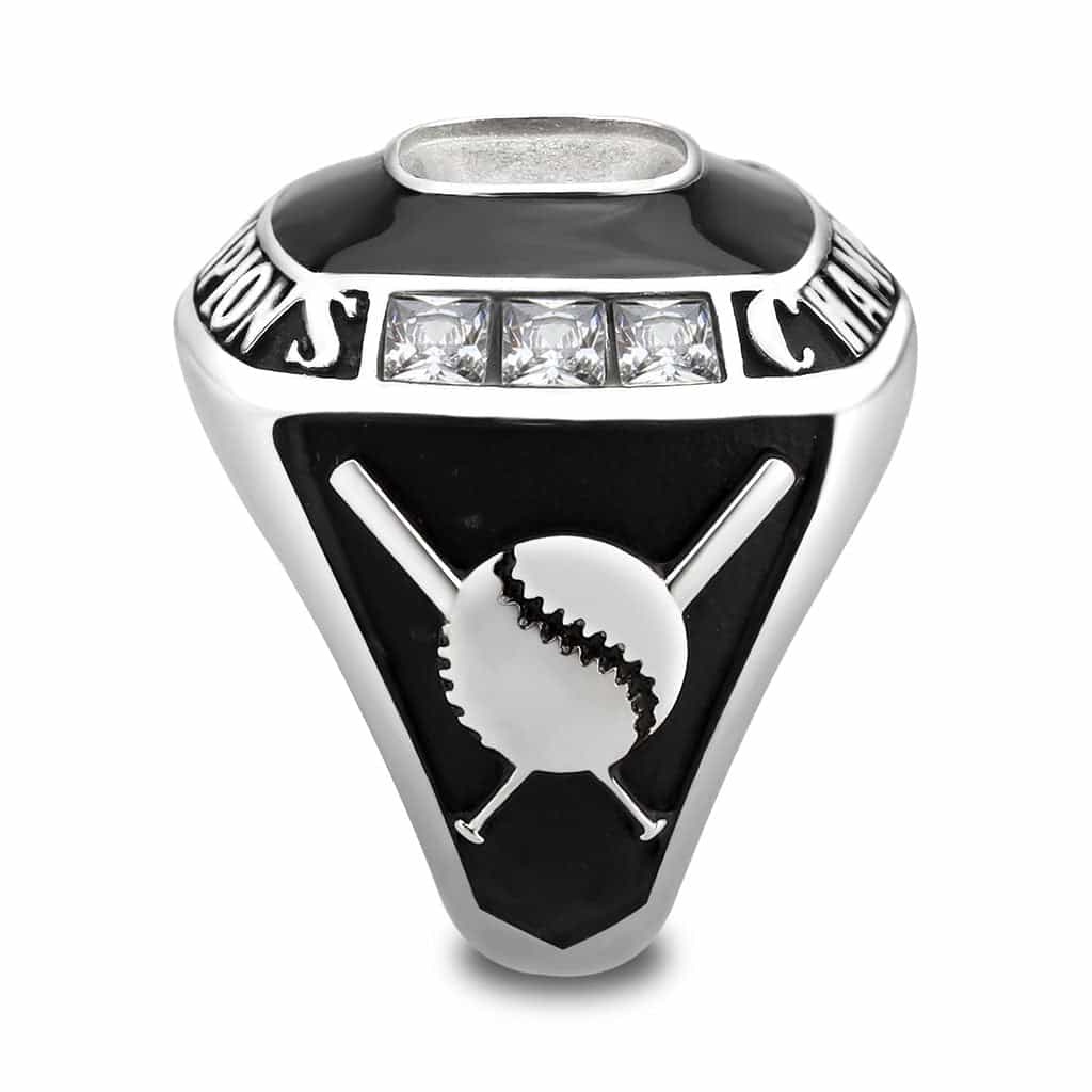 Stainless Steel Silver CZ Cushion Champions Class Mens Ring view 8