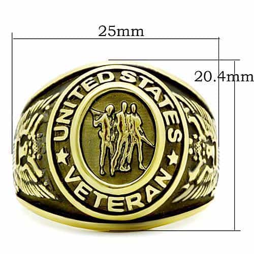 Stainless Steel Gold IP US Veteran Seal Military Signet Ring view 4