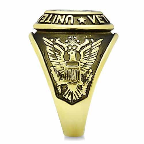 Stainless Steel Gold IP US Veteran Seal Military Signet Ring view 8