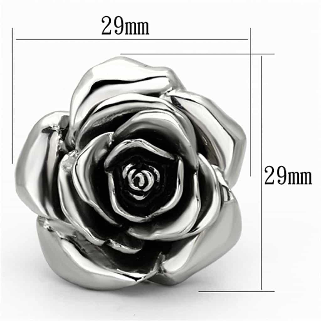 Stainless Steel Silver 3D Rose Flower Large Open Ring view 4