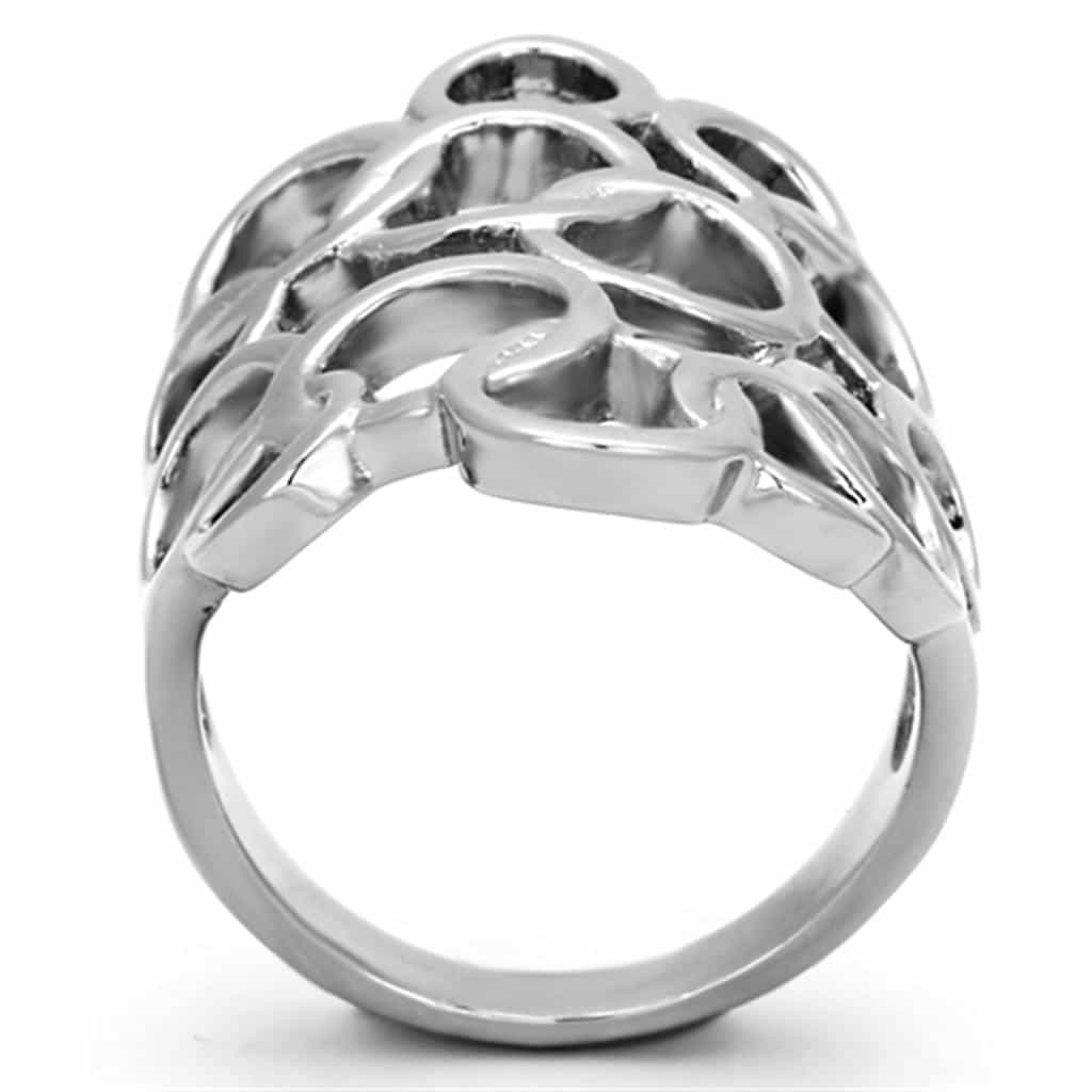 Stainless Steel Silver Open Circle Bubble Cutout Dome Ring view 6