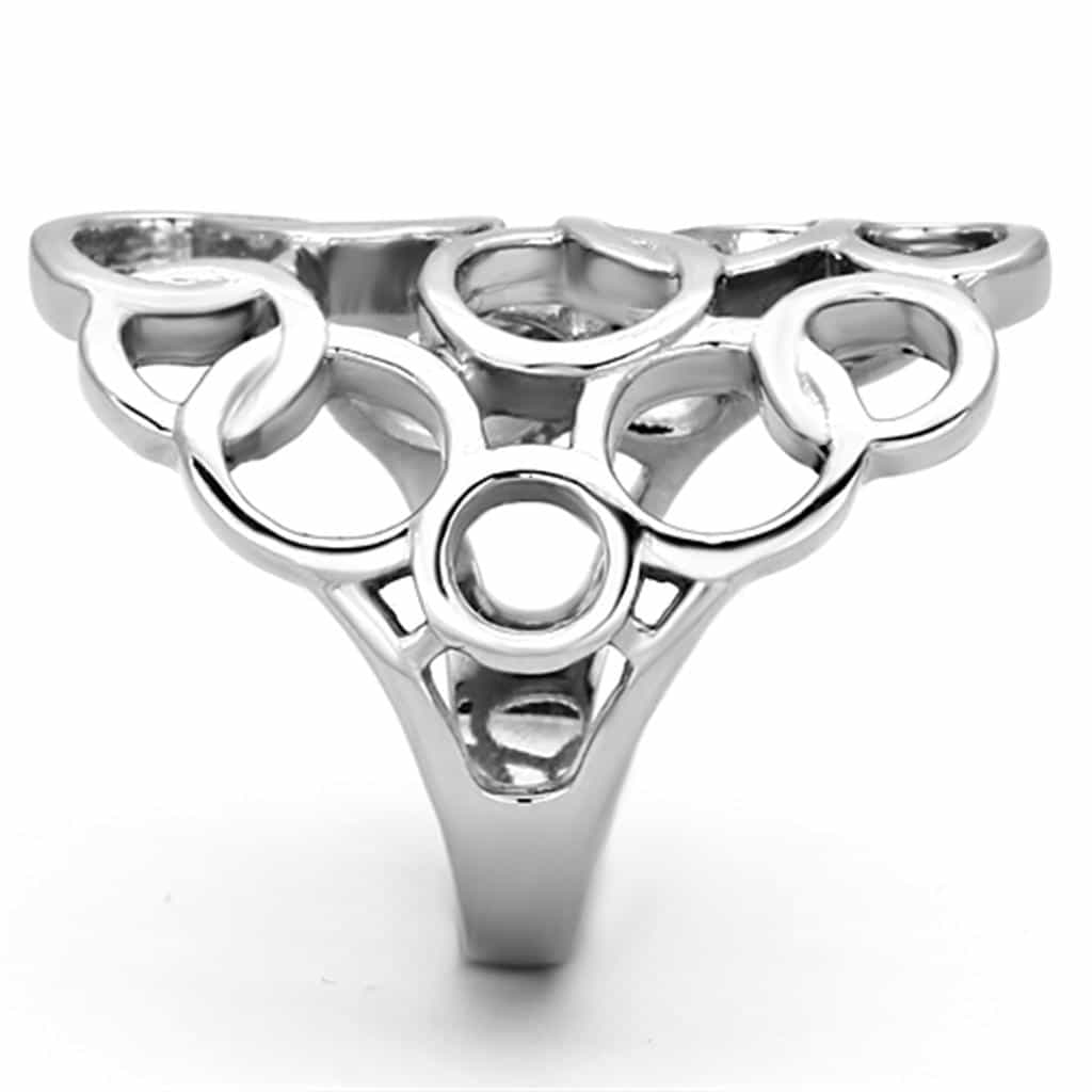 Stainless Steel Silver Open Circle Bubble Cutout Dome Ring view 8
