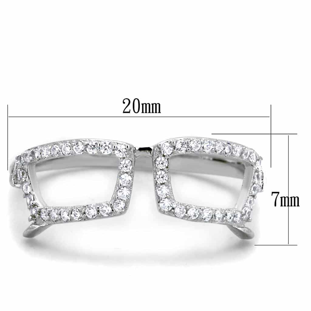 Sterling Silver CZ Pave Rectangle Open Geometric Ring view 4